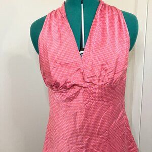 Express 100% Silk Pink Orange Halter Top Summer Beachy Y2K Vintage Barbiecore